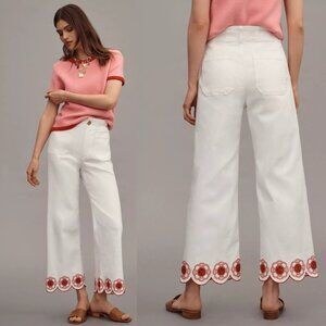 NWT Anthropologie The Colette Scallop-Hem Crop Wide-Leg Jeans by Maeve 32